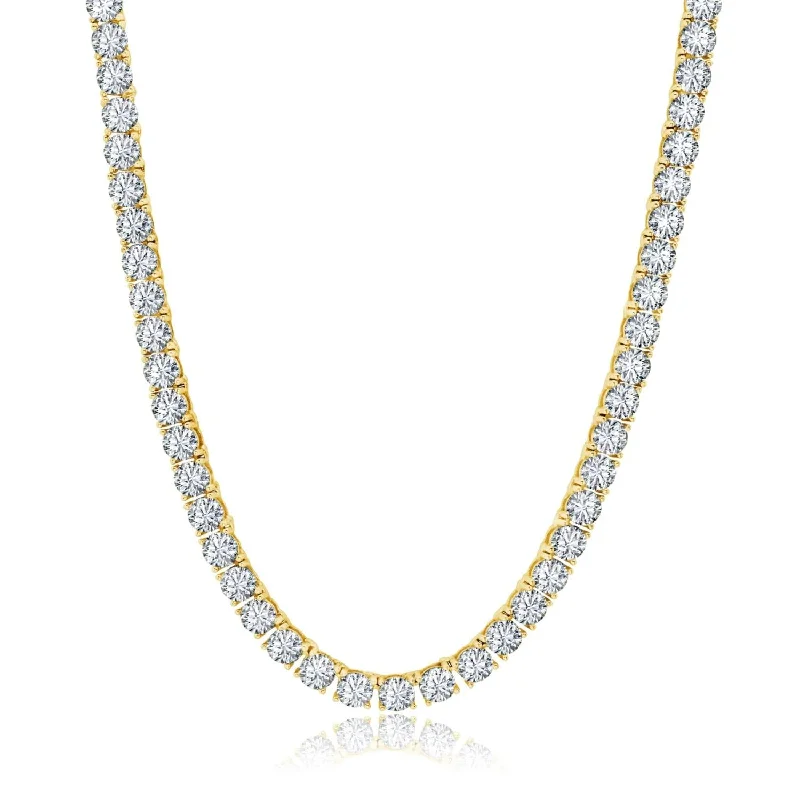 Crystal Necklace-Luxe Layers 14KT Yellow Gold Plated Sterling Silver 5MM Round Cubic Zirconia 20-inch Tennis Necklace