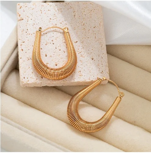 E127-U Shape Spring Earrings Gold Color