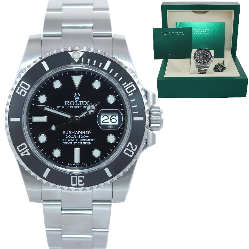 Men's Retro Digital Watch-Copy of PAPERS 2016 Rolex Submariner Date 116610 Steel Black Ceramic Bezel Watch Box