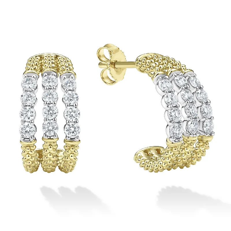 Metal Hoop Earrings-Signature Caviar Superfine Diamond Hoop Earrings