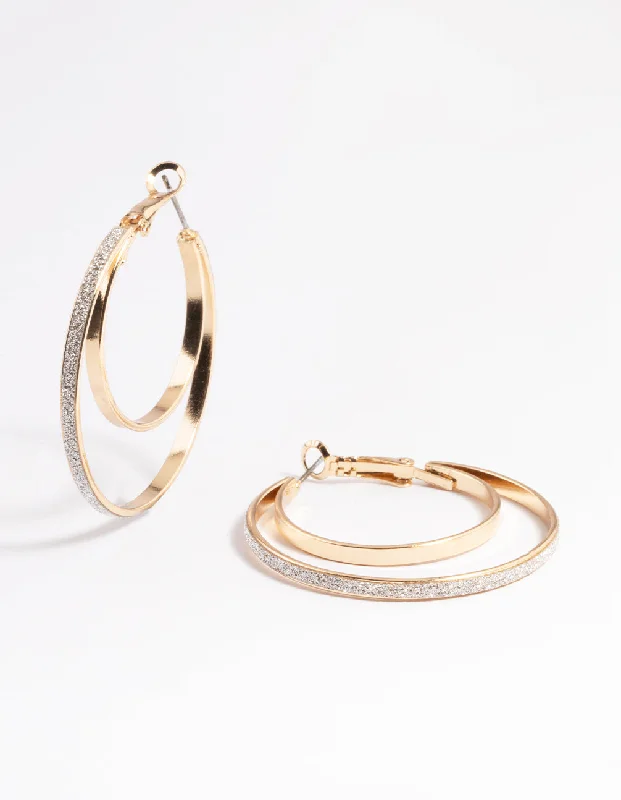 Embellished Earrings-Silver Double Glitter Paper Hoop Earrings