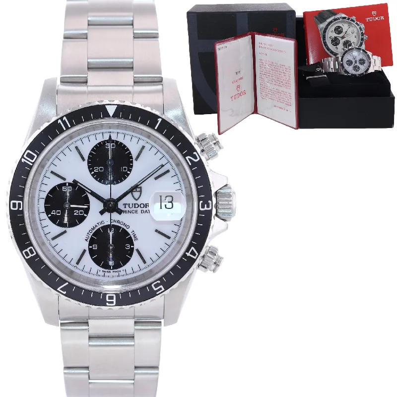 Stylish Analog Watch for Women-Papers Tudor Prince Date 79270 PRE-TIGER White Panda Chrono Black Bezel Watch