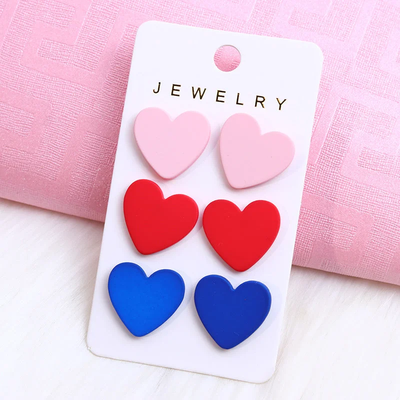 Pink Blue Love Heart-Three-Piece Set