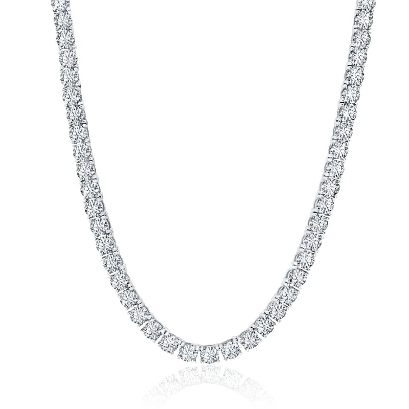 Natural Stone Necklace-Luxe Layers Sterling Silver 5MM Round Cubic Zirconia 20-inch Tennis Necklace