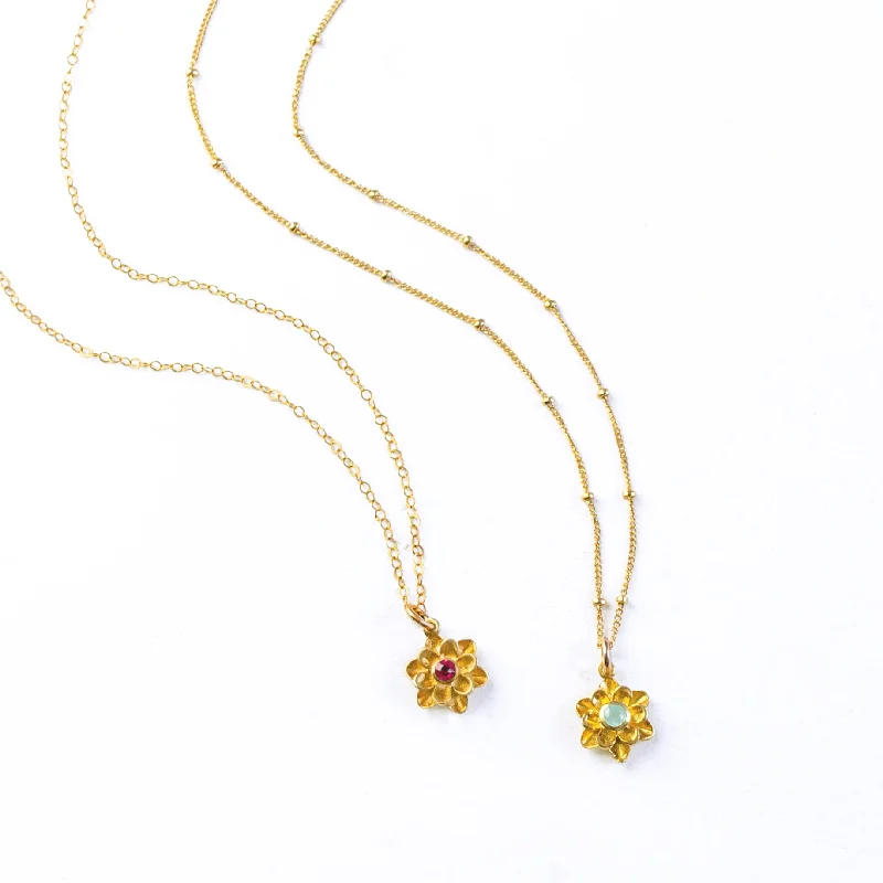 Sparkling Heart Necklace-Bloom Necklace, Birthstone Flower Pendant [Lrg]