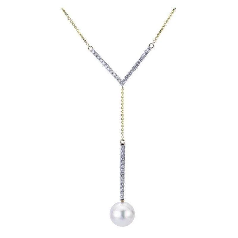 Long Pendant Necklace-14K Yellow Gold Akoya Pearl Necklace