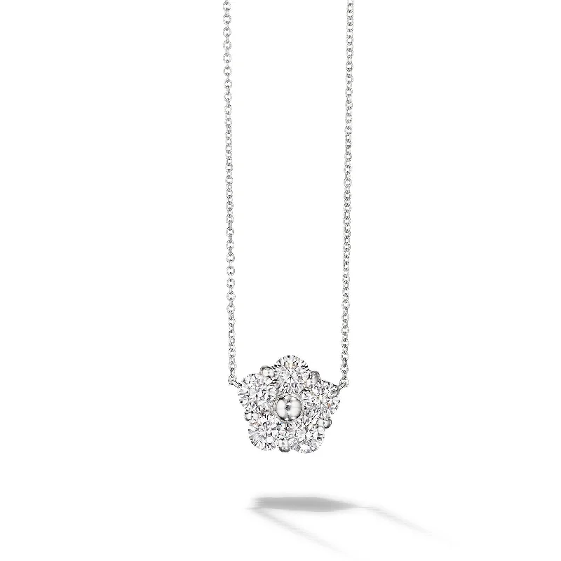 Adjustable Pendant Necklace-Anzia Flower Diamond Necklace - XL