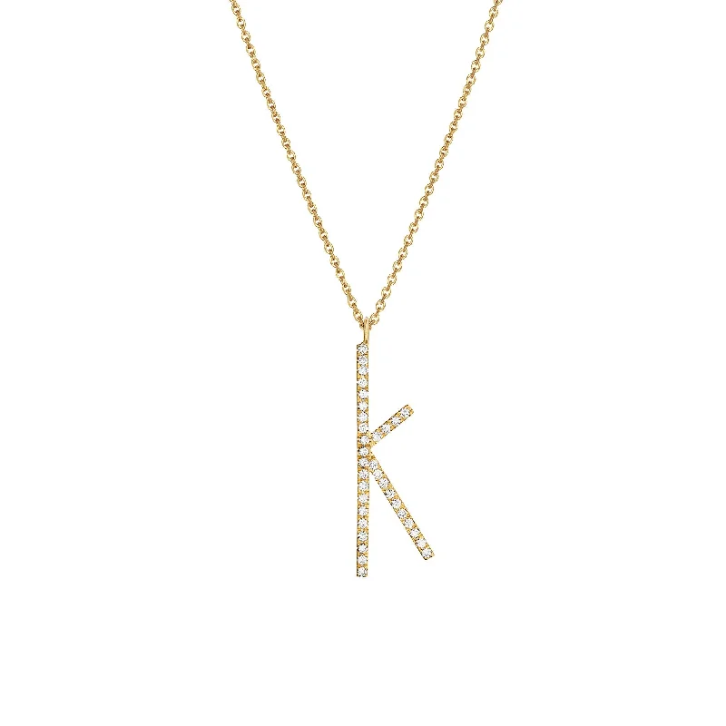 Bridal Pearl Necklace-Type Letter K Diamond Pendant Necklace