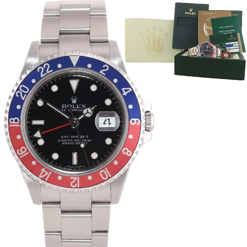 Men’s Leather Watch Band-2007 Papers 3186 Movement Rolex GMT-Master 2 Pepsi 16710 Watch Error Watch Box