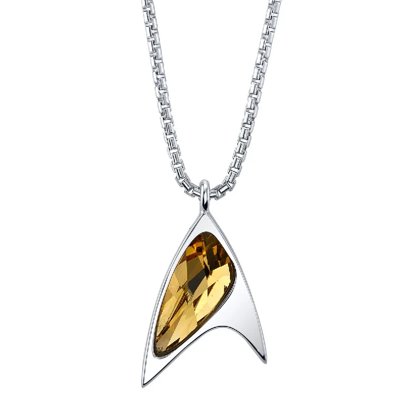 Fashionable Choker Necklace-Star Trek X RockLove Yellow Crystal Delta Pendant