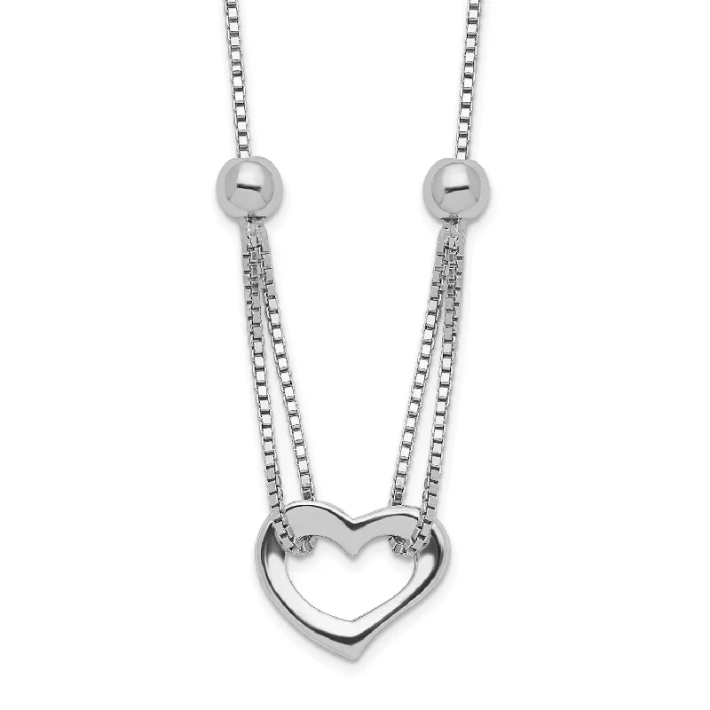 Luxury Gold Necklace-Suspended Heart Sterling Silver 18-inch Necklace