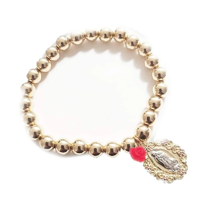 Handmade Gemstone Bracelet-Virgencita Gold Bead Bracelet