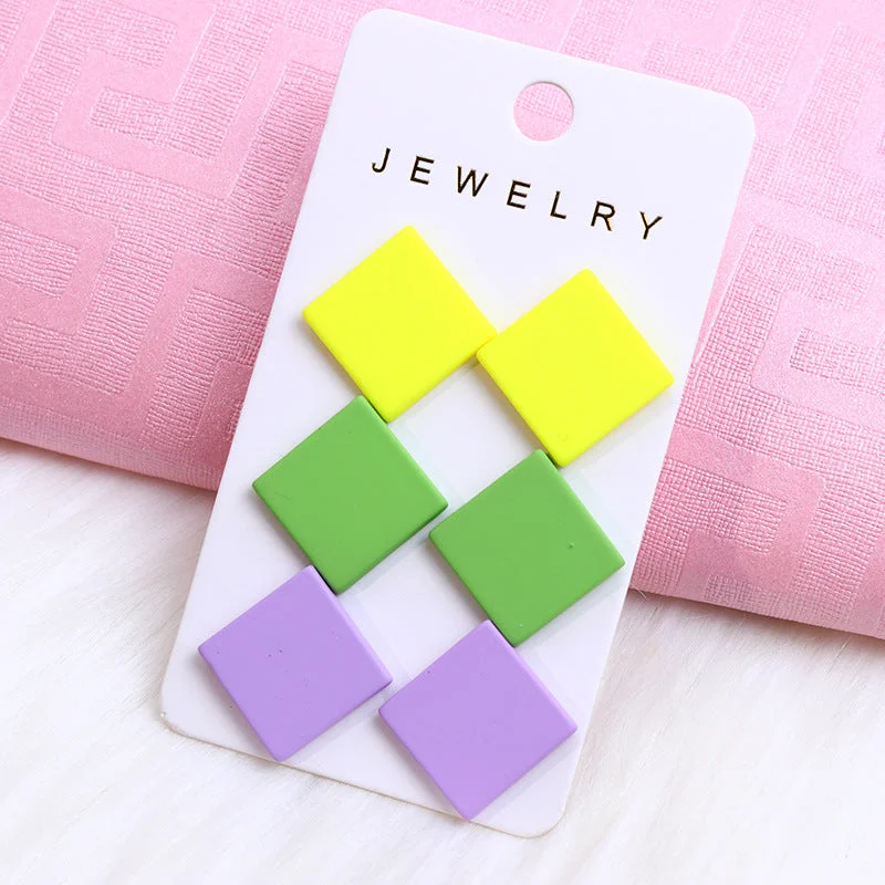 Yellow Green Purple Quadrilateral-Three-Piece Set