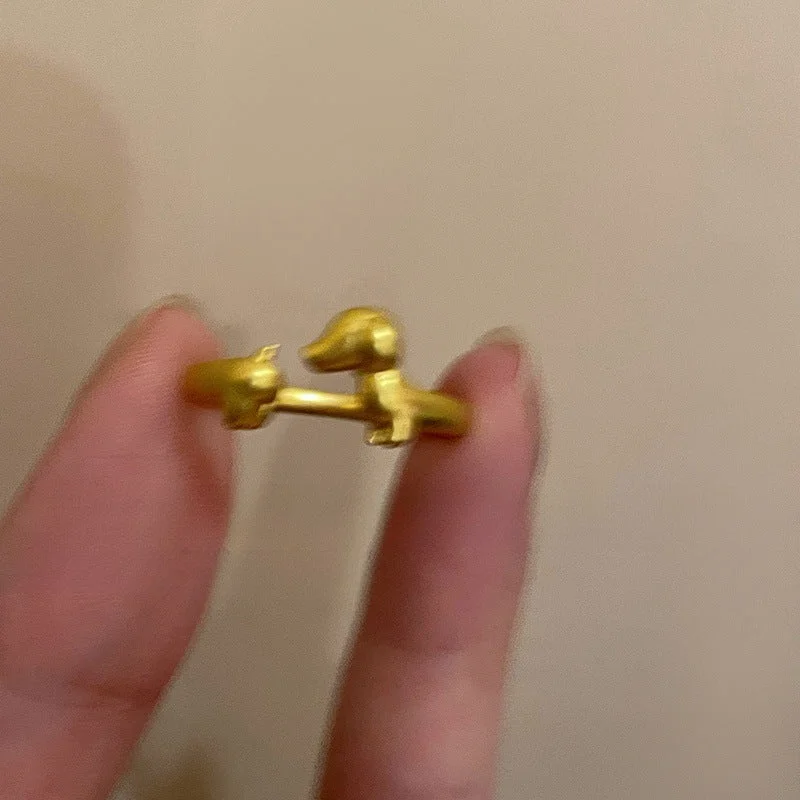 Sausage Dog Ring Gold