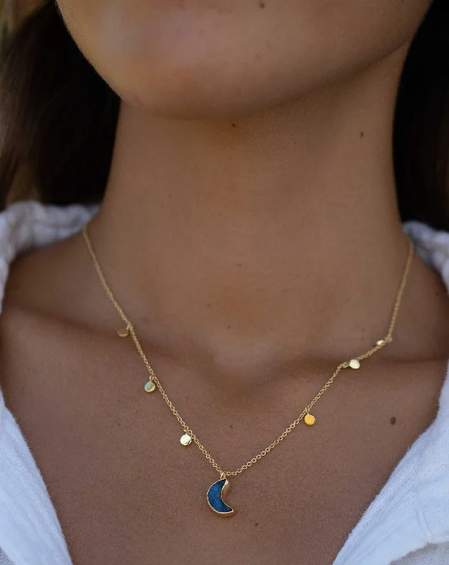 Simple Long Pendant Necklace-Labradorite Necklace ~ Gold Plated 18k ~ MN130