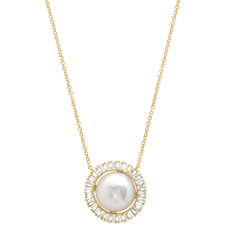 Bold Gold Necklace-Pearl Halo Necklace