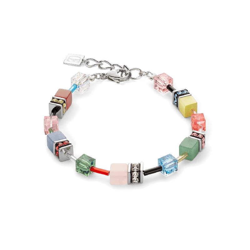 Silver Rope Bracelet-Coeur De Lion GeoCUBE® Iconic Precious Bracelet Multicolour Delight