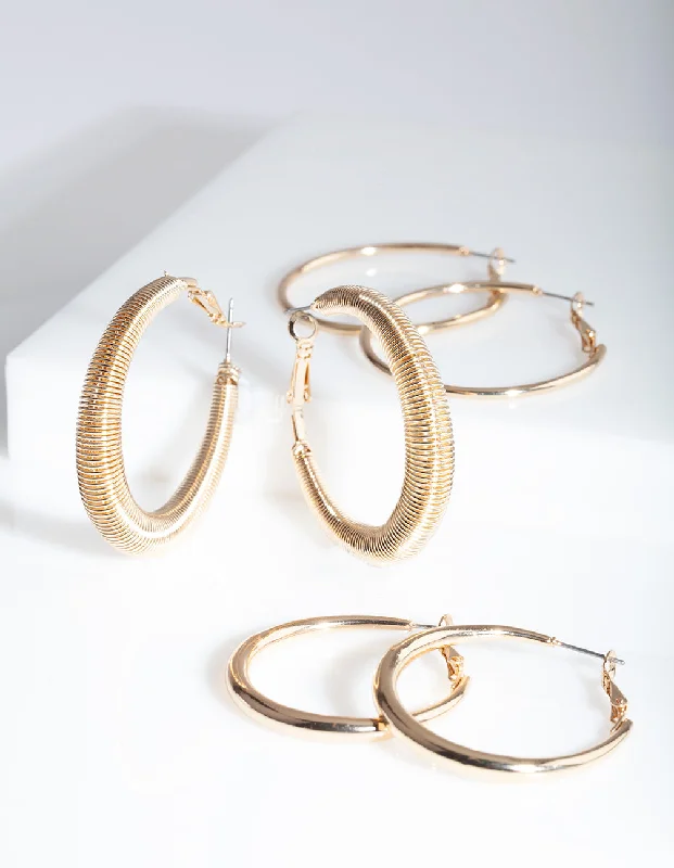 Chic Cuff Earrings-Gold Spiral Hoop Pack