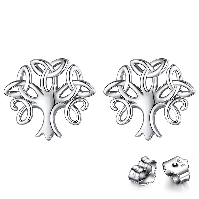 Lucky Tree Stud Earrings (a Pair with Silver Earnuts)