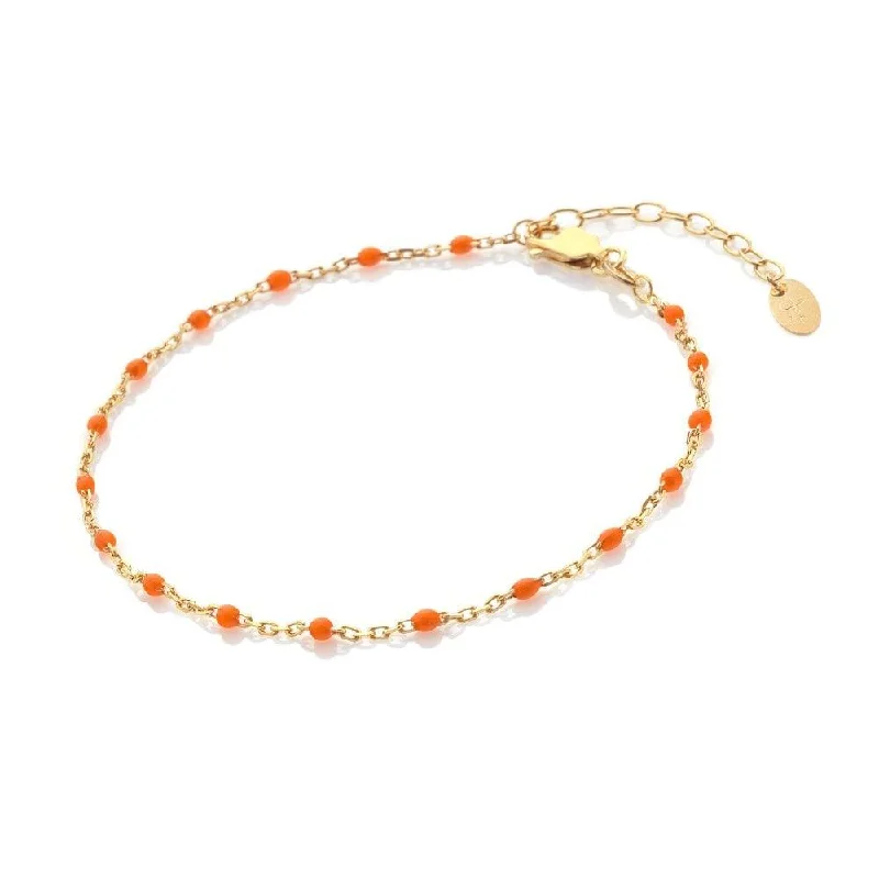 Gold Leaf Bracelet-Hot Diamonds Gold and Orange Ocean Bracelet