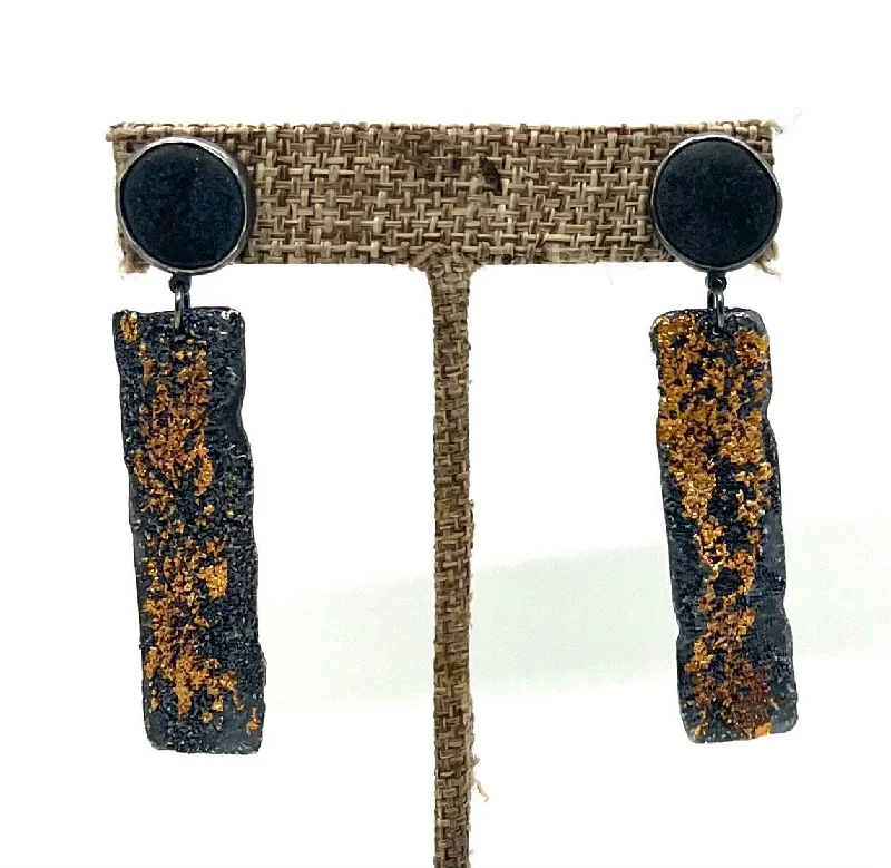 Silver Ear Cuffs-Rock & Bark Texture Earrings