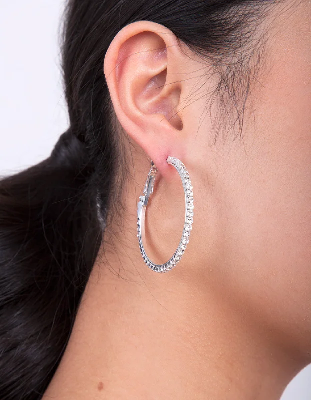 Stylish Hoop Earrings-Silver Diamante Multi Hoop Earring Pack