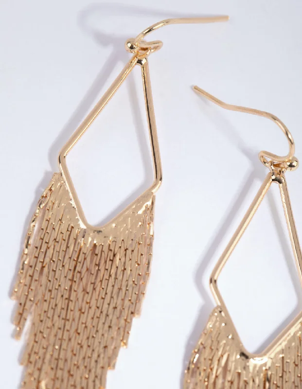 Casual Earrings-Gold Mini Tassel Drop Earrings