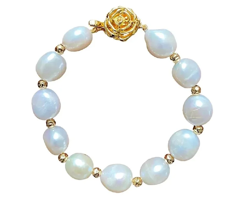 Minimalist Bracelet for Women-Yaron Morhaim Gold Spellbinder Baroque Pearl Bracelet