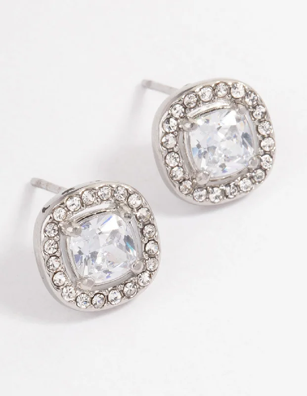 Luxurious Gold Earrings-Surgical Steel Cubic Zirconia Rounded Stud Earrings