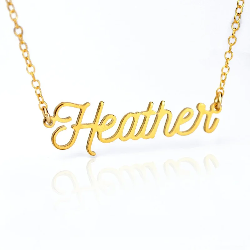 Silver Pendant Necklace-Custom Name Plate Necklace in Gold of Sterling SIlver