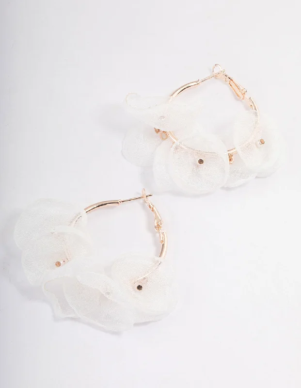 Large Statement Earrings-Rose Gold Petal Hoop Earrings