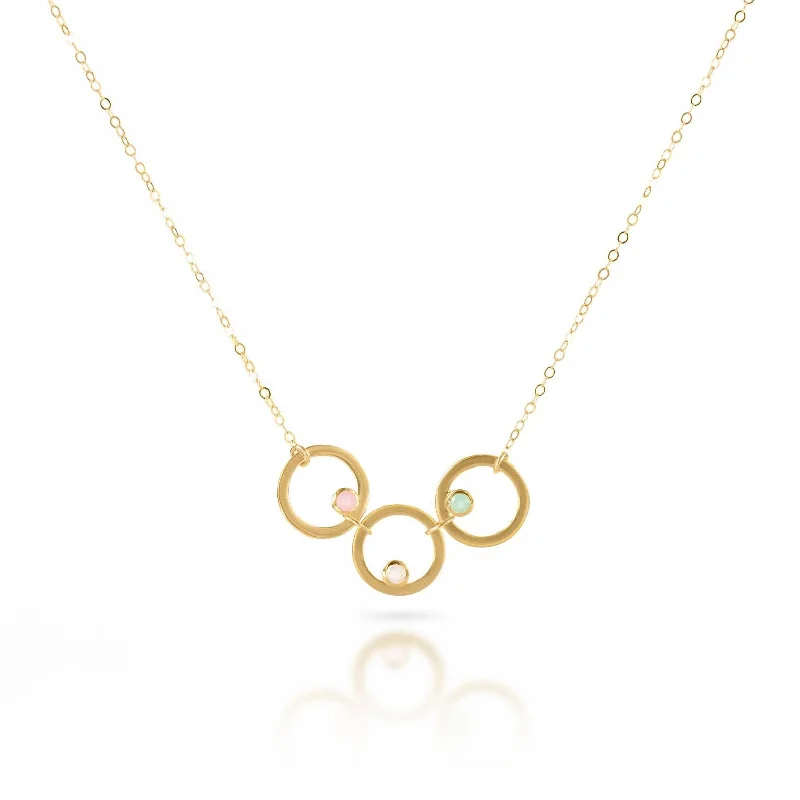 Vintage Gold Necklace-Eden Series Custom Birthstone Minimalist Circle Pendant Necklace