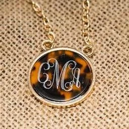 Beaded Chain Necklace-Monogrammed Tortoise Necklace