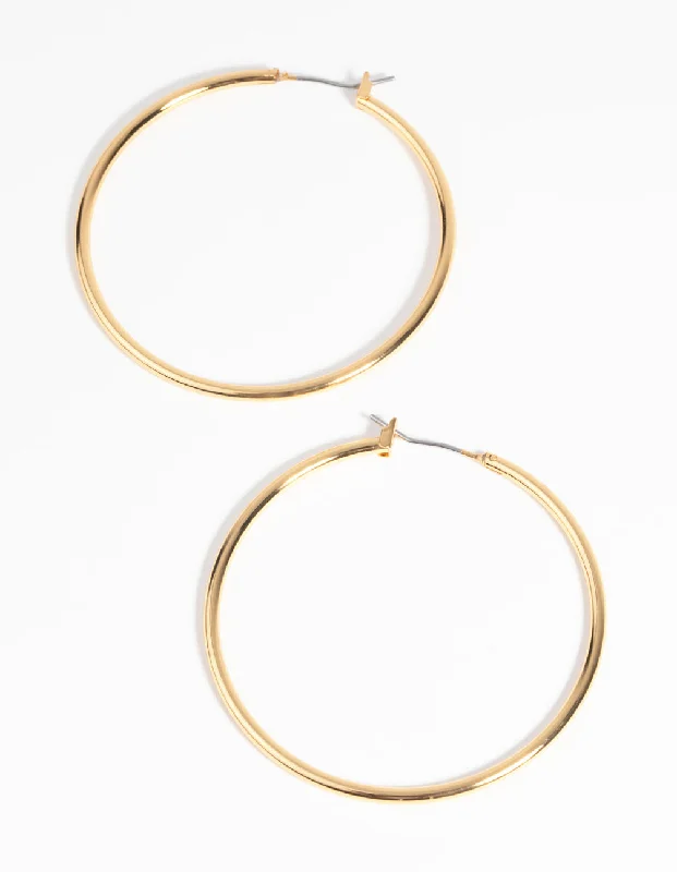 Fun Hoop Earrings-Gold Plated Large Hoop Earrings