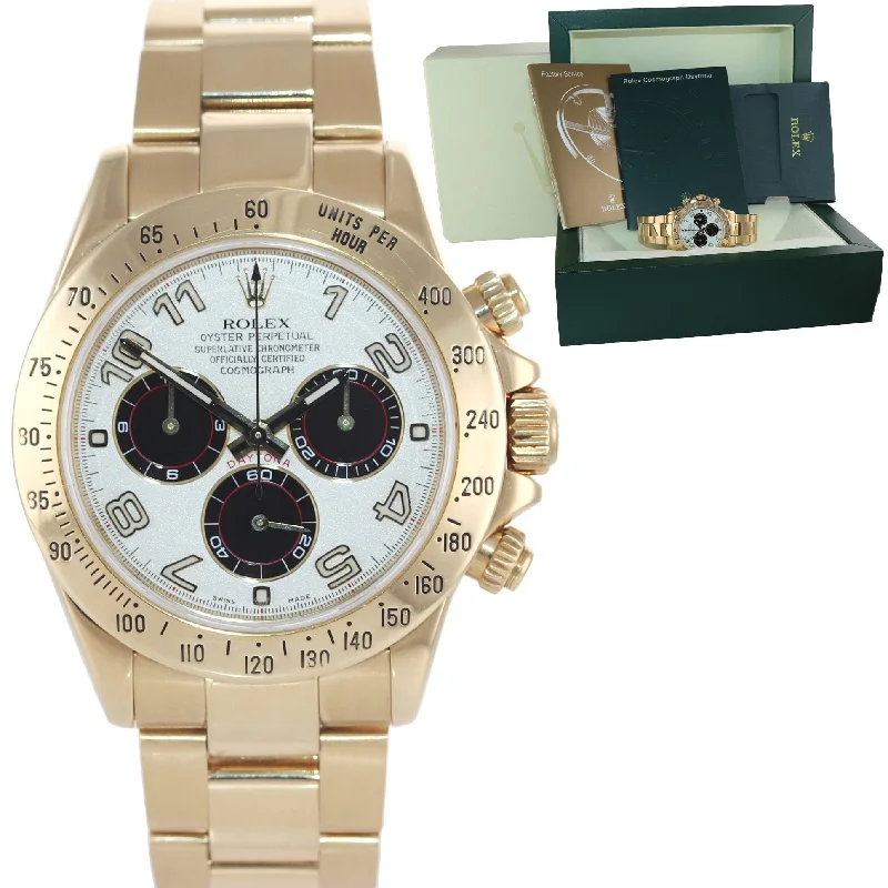 Designer Women's Smartwatch-2006 Rolex Daytona 116528 White Panda Dial 18K Yellow Gold 40mm Watch Box