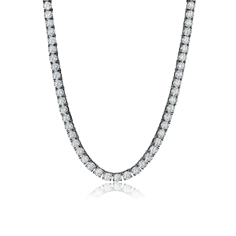 Luxury Diamond Necklace-Crislu Black Rhodium Sterling Silver Cubic Zirconia 24-inch Tennis Necklace