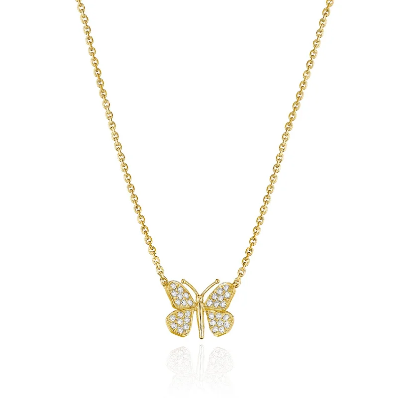 Long Crystal Necklace-Wonderland Butterfly Diamond Necklace