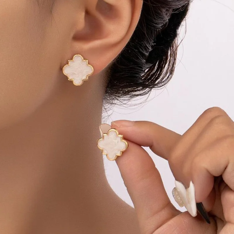 White Clover Stud Earrings