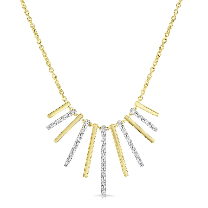 Elegant Birthstone Necklace-1/4 CTW Diamond Fancy 18-inch Necklace in 10KT White and Yellow Gold