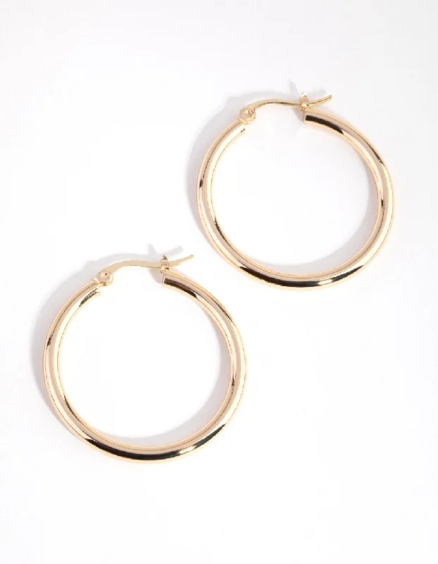 Retro Earrings-Gold Plated Large Hoop Earrings