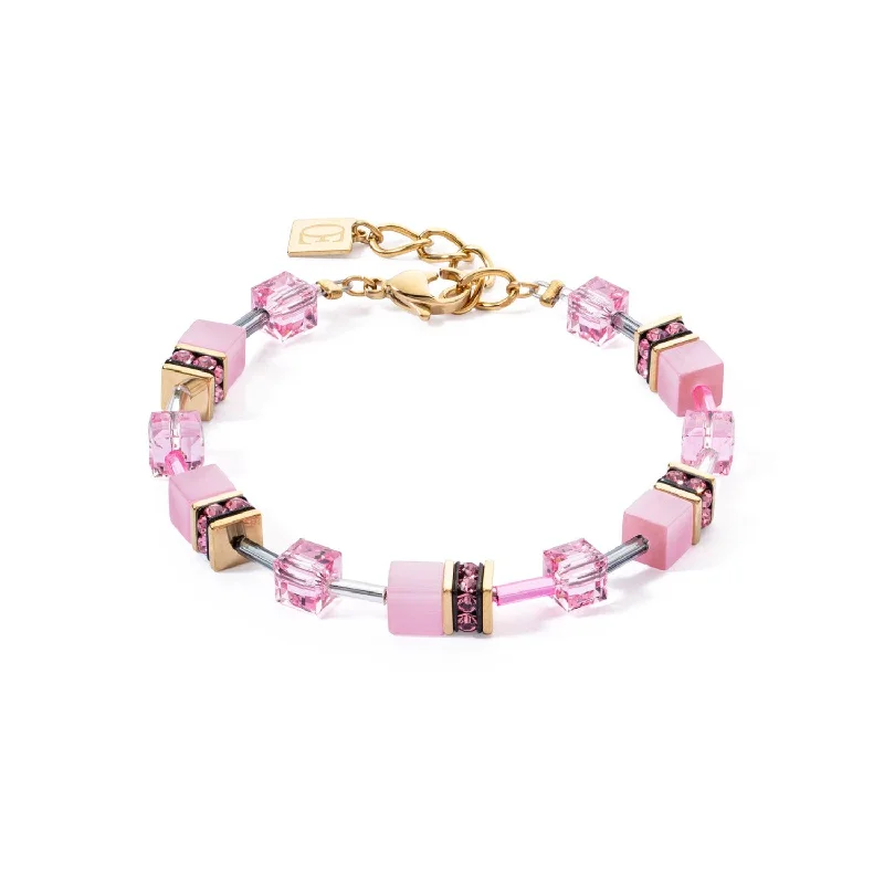 Silver Link Bracelet-Coeur De Lion Iconic Mono Gold Pink Bracelet