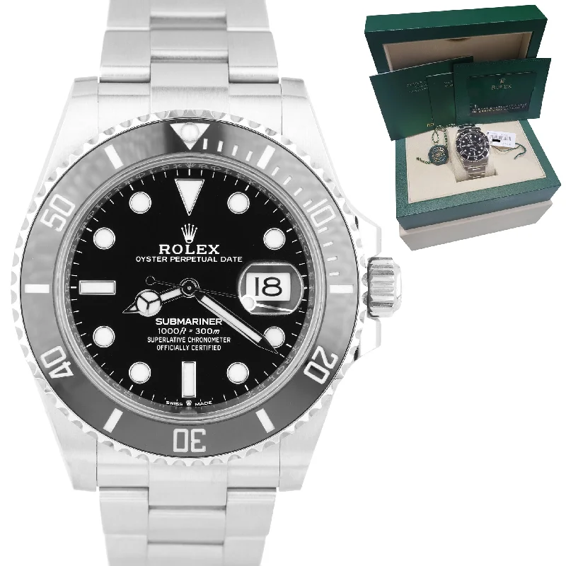 Classic Leather Watch-BRAND NEW DEC. 2021 Rolex Submariner Date 41mm Steel Black Watch 126610 LN