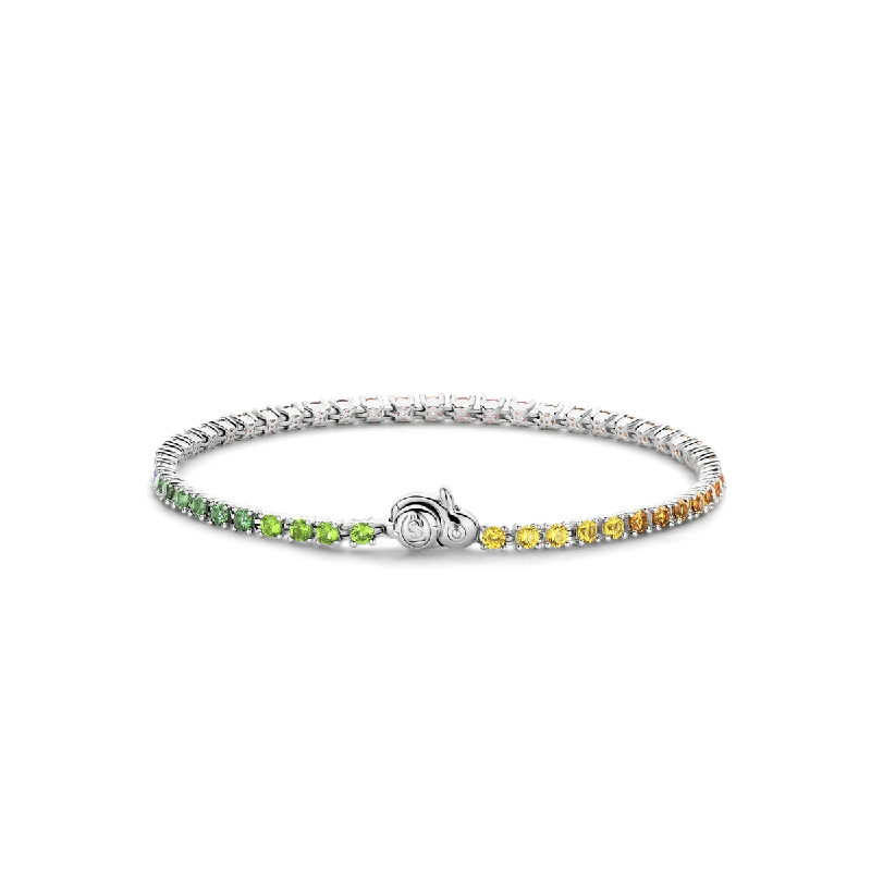 Women’s Cuff Bracelet-Ti Sento Rainbow Pave Multi-Coloured Cubic Zirconia Bracelet