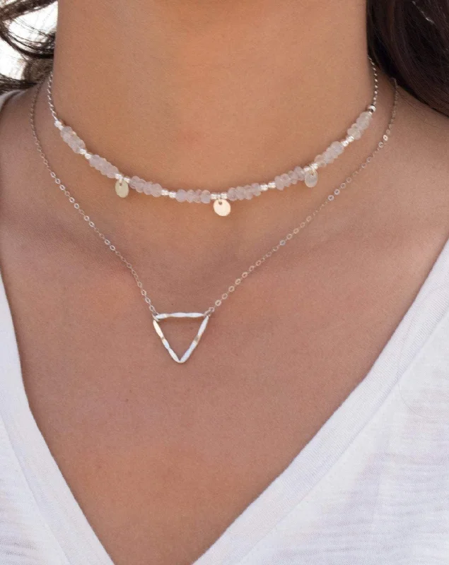 Modern Bar Necklace-Triangle  Necklace Choker ~Sterling Silver 925