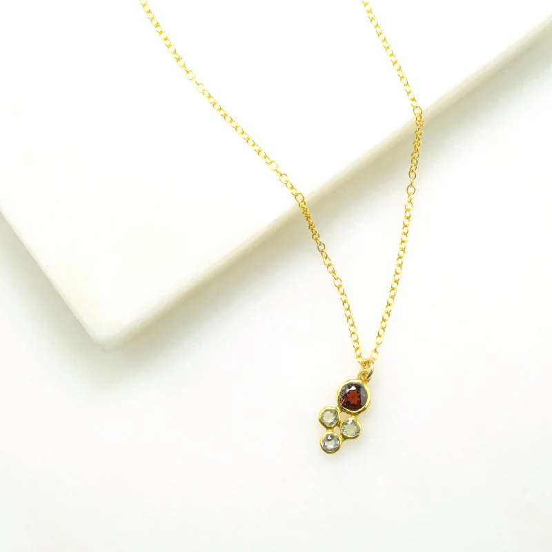 Elegant Long Crystal Necklace-Tiny Cluster Birthstone Necklace for Mom : Available in All Birthstones