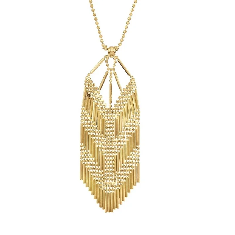 Simple Silver Pendant-14KT Yellow Gold 17-inch Beaded Mesh Necklace