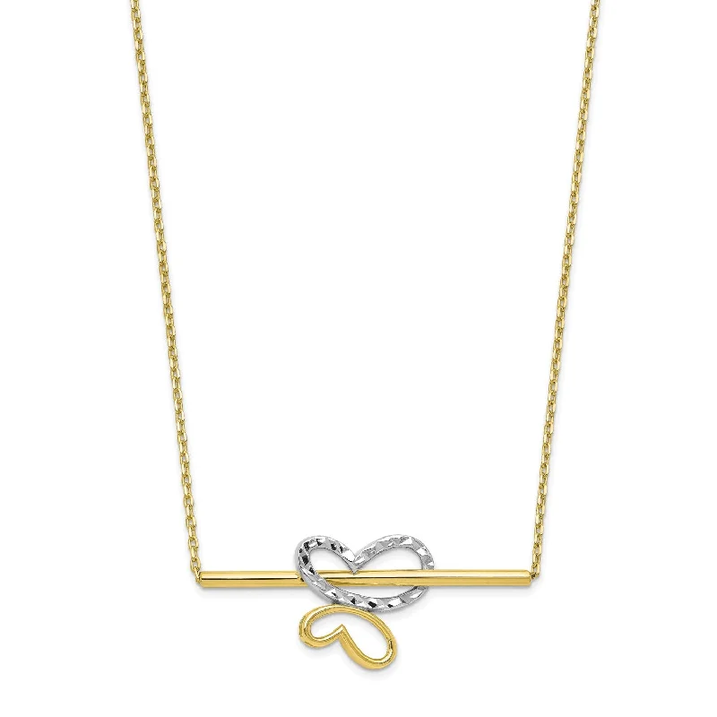 Gold Pendant Necklace-10KT Yellow Gold With Rhodium Plating 18-inch Diamond-cut Butterfly Necklace