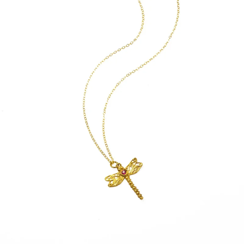 Layered Pearl Necklace-Dragonfly Birthstone Pendant Necklace