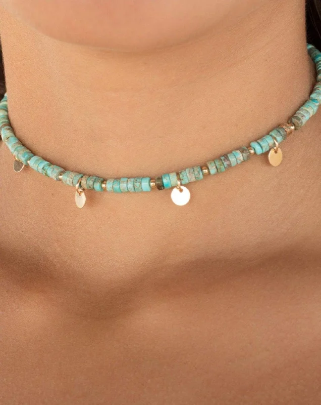 Gemstone Necklace-Turquoise Choker ~ Sterling Silver 925 or Gold Filled