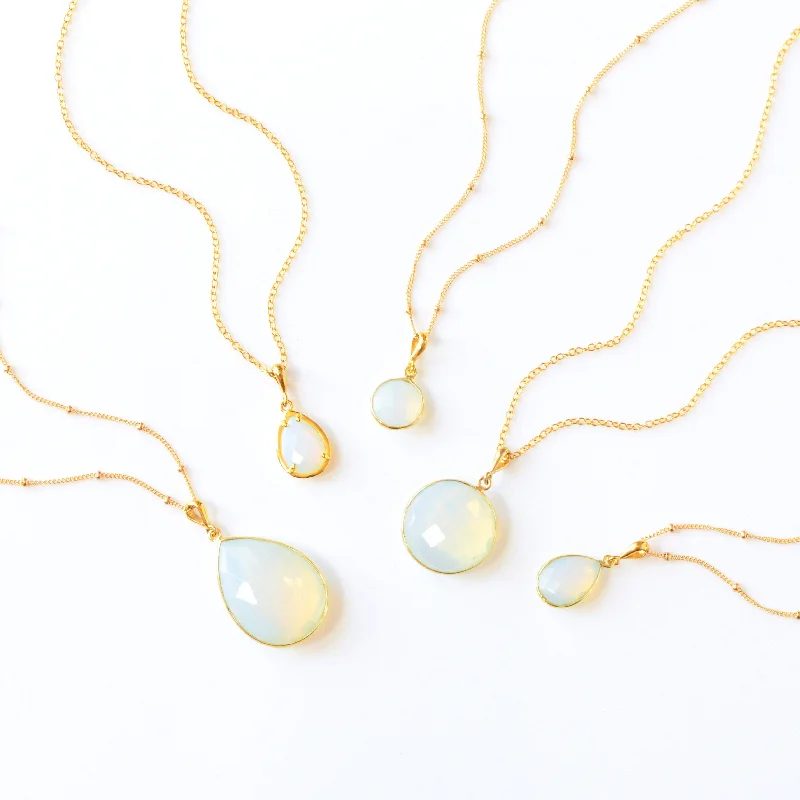 Custom Beaded Necklace-Opalite Necklace : October Birthstone